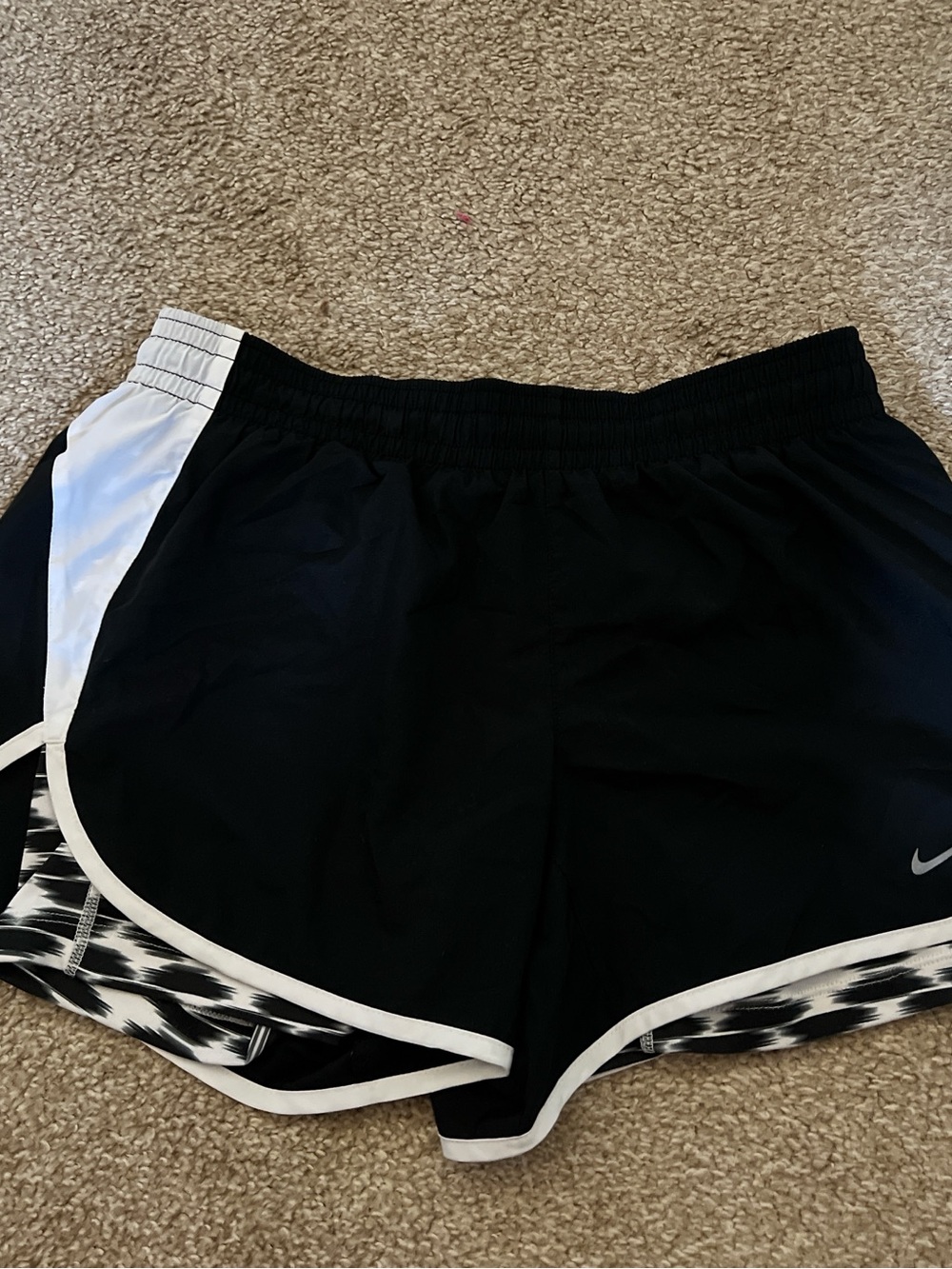 Nike Women's Black and White Athletic Shorts